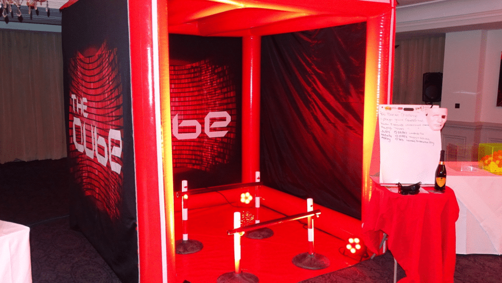 Team building event featuring The Cube, a series of fun and interactive challenges