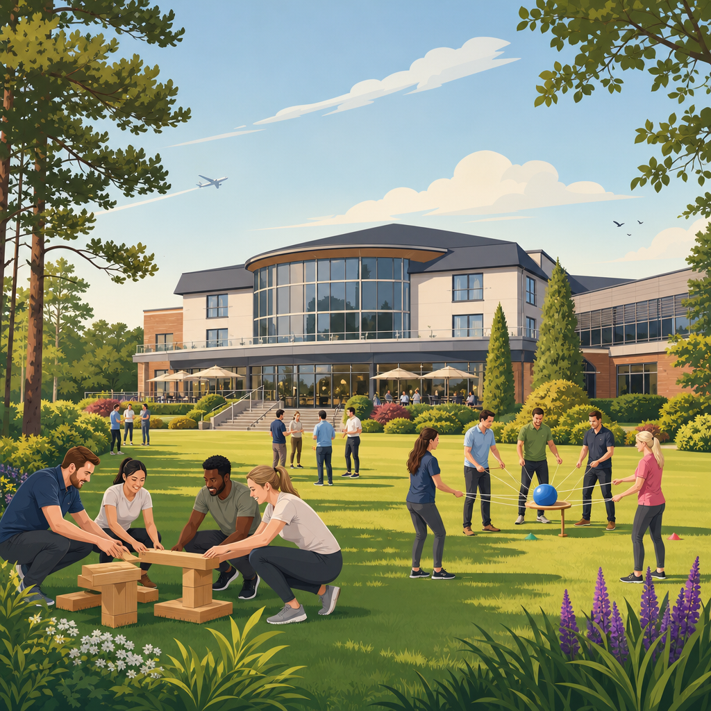 Illustration of Aviator Hotel, Farnborough, team building venue in Camberley, Hampshire