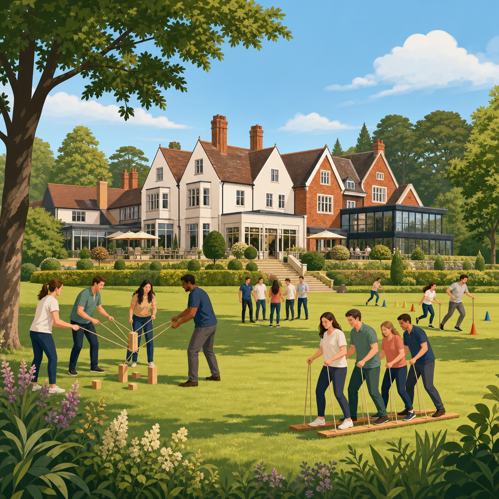 Illustration of Balmer Lawn Hotel & Spa, Brockenhurst, team building venue in Southampton, Hampshire