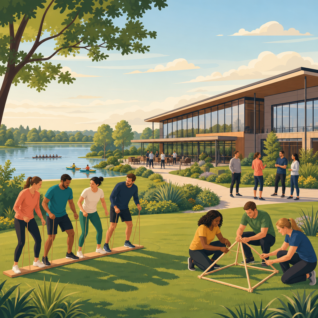 Illustration of Dorney Lake, Dorney, team building venue in Windsor, Buckinghamshire