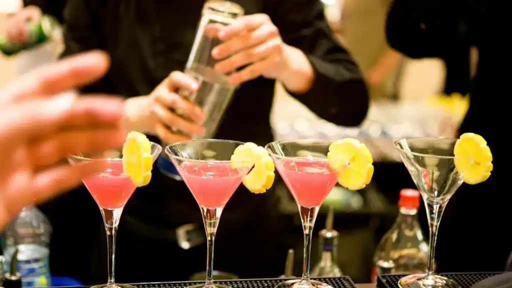 enjoying cocktail making event
