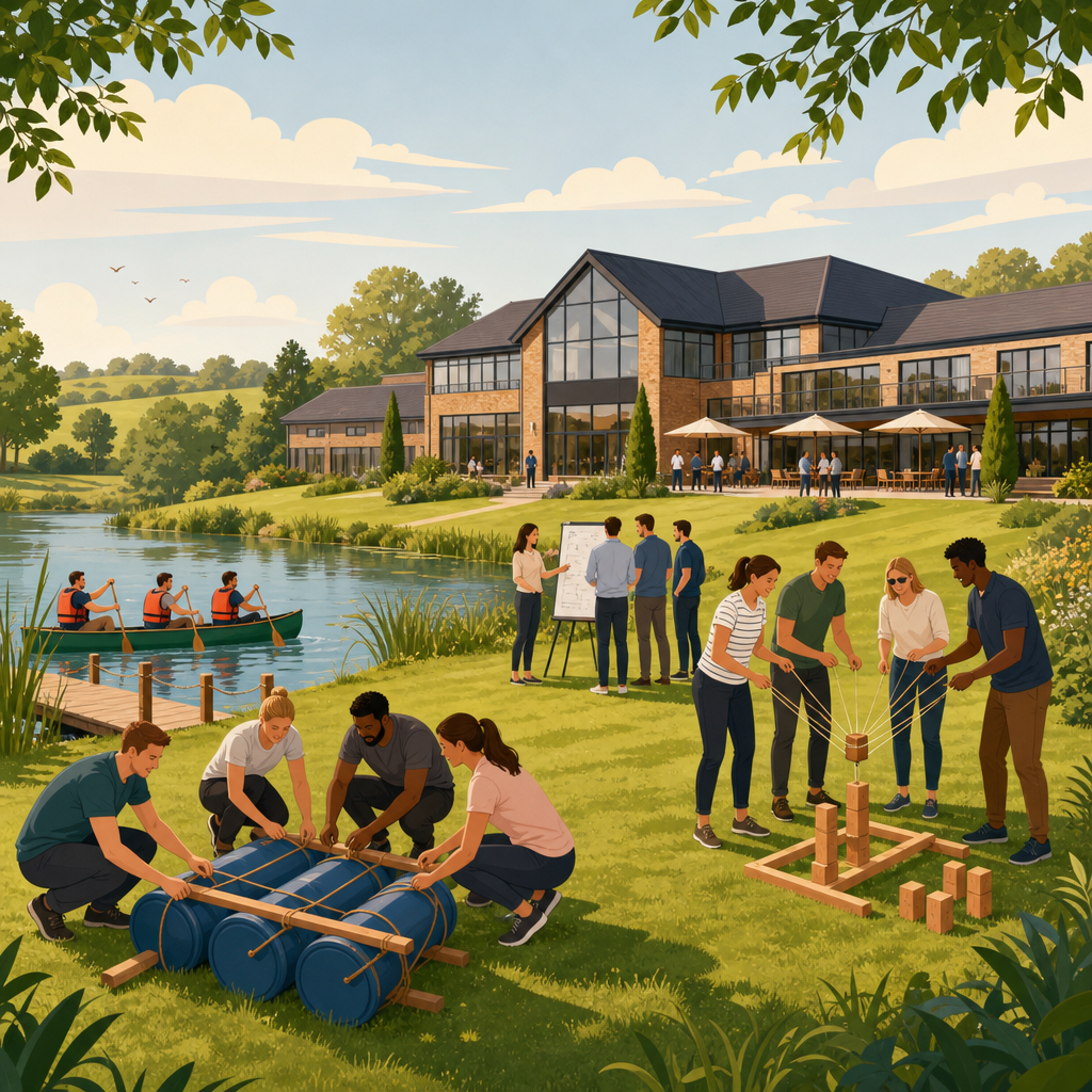 Illustration of Hellidon Lakes Hotel, Daventry, team building venue in Northampton, Northamptonshire