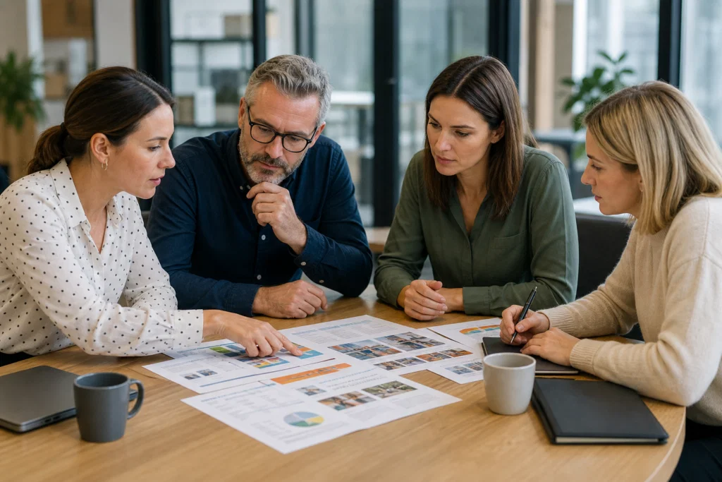 HR team planning a corporate team building event budget