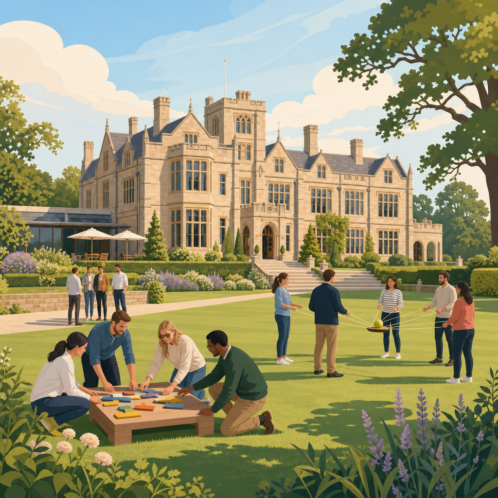Illustration of Madingley Hall, Cambridge, team building venue in Cambridge, Cambridgeshire