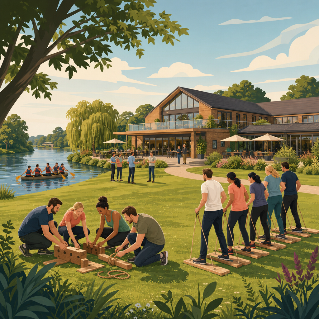 Illustration of Monkey Island, Maidenhead, team building venue in Windsor, Berkshire