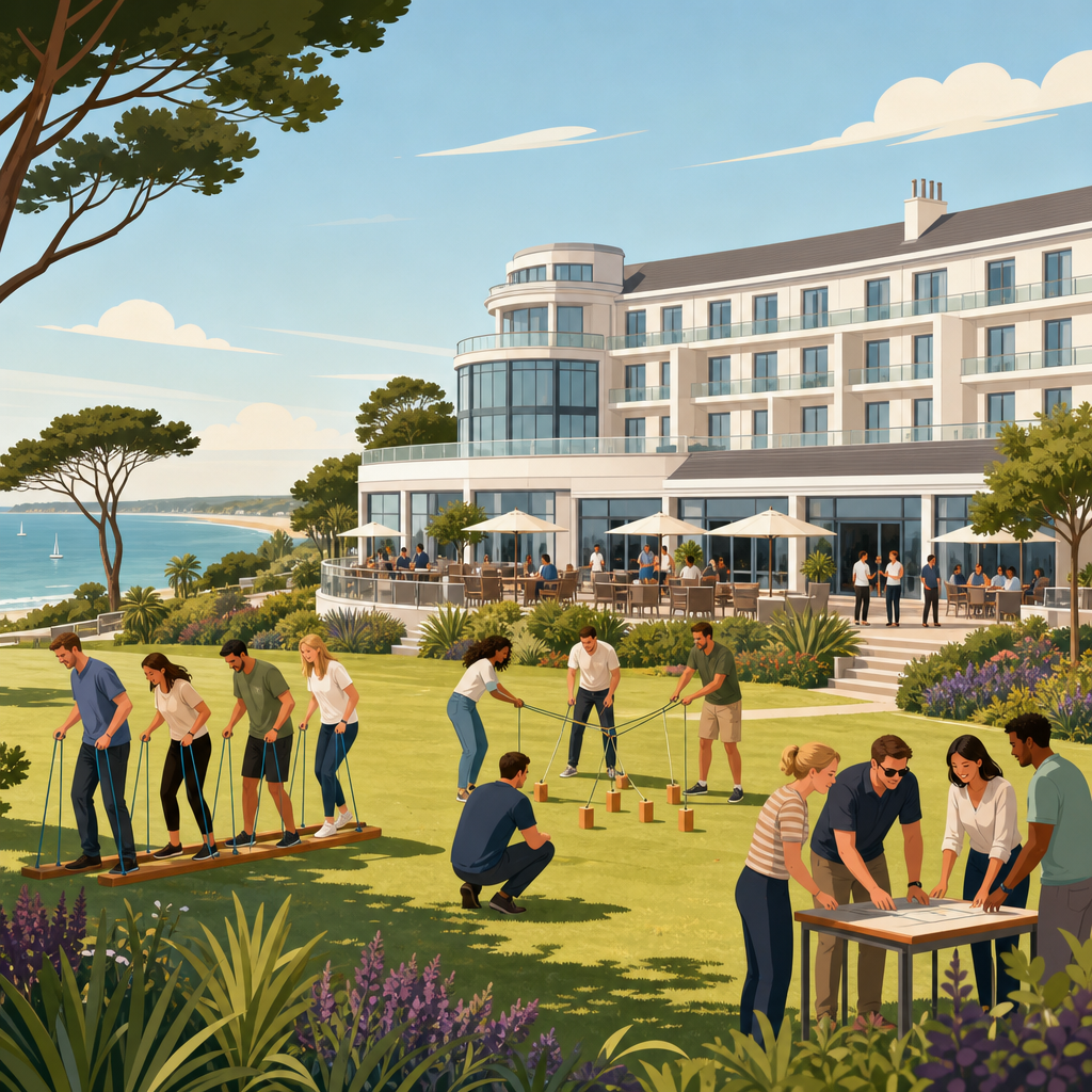 Illustration of Sandbanks Hotel, Poole, team building venue in Bournemouth, Dorset