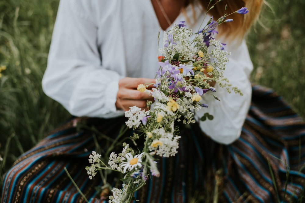 Folk,Girl,Making,Wreath,Of,Flowers,For,The,Midsummer,Event