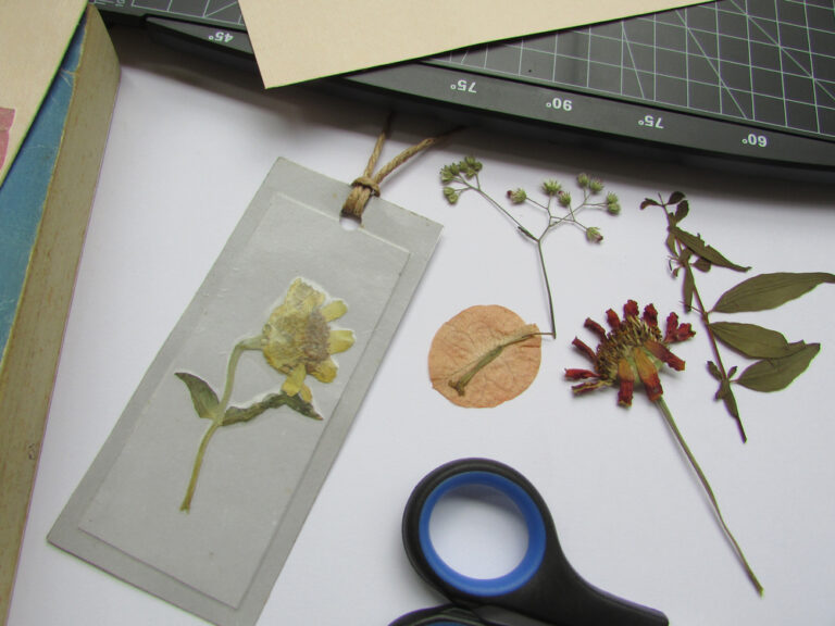 Making,Pressed,Plant,Bookmarks,With,Rope