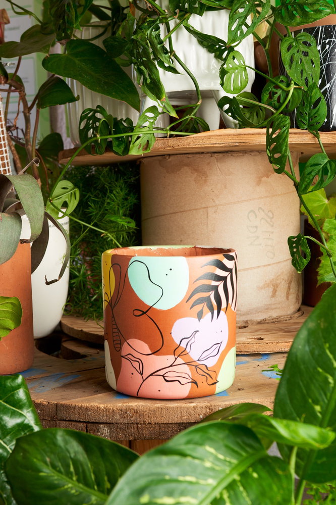 Earthenware,Pot,For,Plants,On,A,Wooden,Table,With,Green