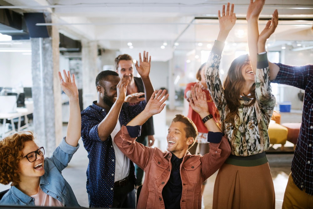 Diverse,Group,Of,Young,Office,Coworkers,Team,Building,In,A