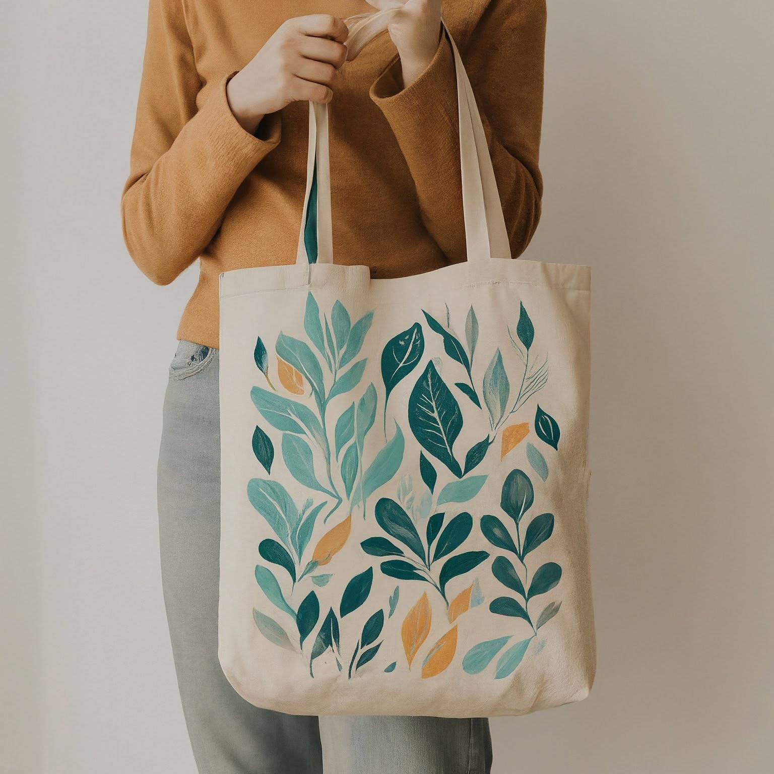 Natural,Patterns,,Modern,Tote,Bag,Design,,Abstract,Plant,Motifs,,Active