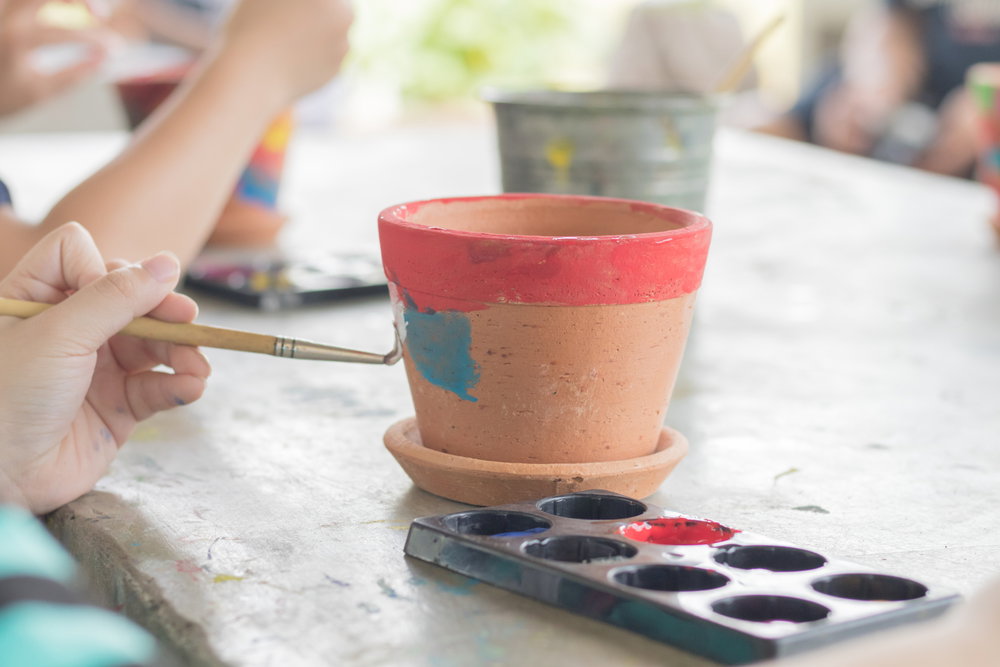 Painting,Potted,Plants,Made,Of,Pottery