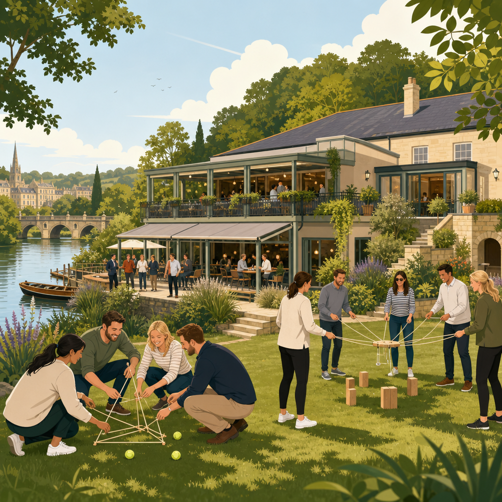 Illustration of The Boathouse Pub & Restaurant, Bath, team building venue in Bath, Bath and North East Somerset