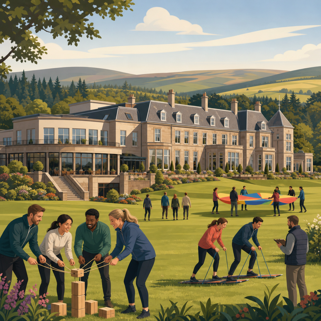 Illustration of The Gleneagles Hotel, a corporate team-building venue in Auchterarder, Perthshire