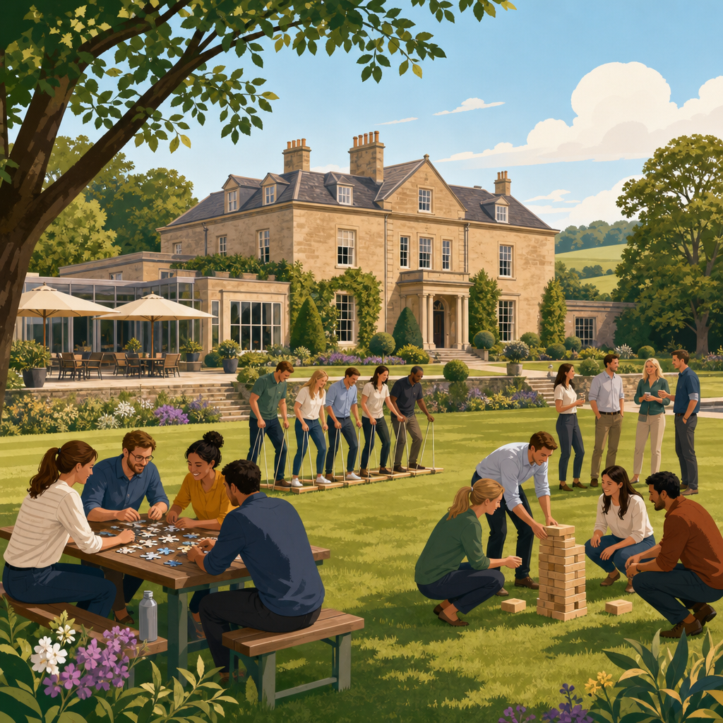 Illustration of The Manor House, Chippenham, team building venue in Bath, Wiltshire