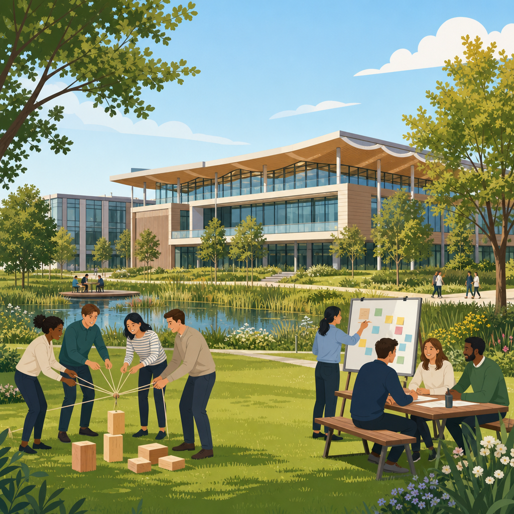 Illustration of Wellcome Genome Campus, Cambridge, team building venue in Cambridge, Cambridgeshire