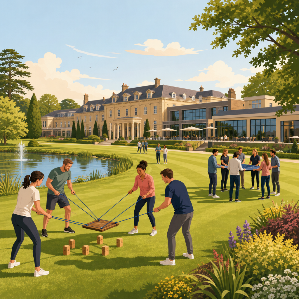 Illustration of Whittlebury Hall Hotel & Spa, Towcester, team building venue in Coventry, Northamptonshire